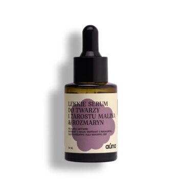 Auna Vegan lekkie serum do twarzy i zarostu malina & rozmaryn 2 w 1 dla mężczyzn | 30 ml