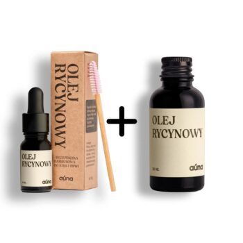Auna Vegan olej rycynowy 10 ml + 30 ml REFILL + szczoteczka | naturalna odżywka do brwi i rzęs