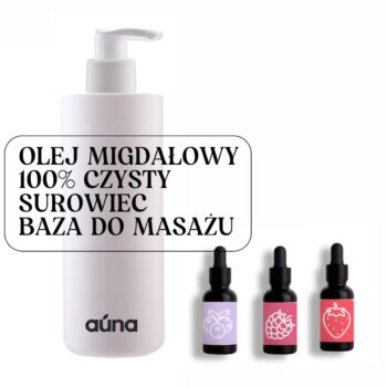Auna Vegan Olej ze słodkich migdałowów 100 % czysty surowiec 1 l | baza do masażu | GRATIS 3 zapachy