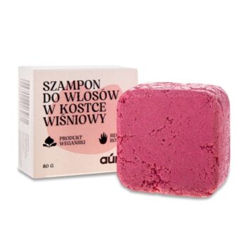 Auna Vegan Szampon do włosów w kostce wiśniowy 80 g z olejem czereśniowym | błysk & wygładzenie