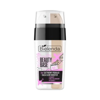 Bielenda Satynowy podkład + baza glow booster 2w1, odcień 2 ciemny