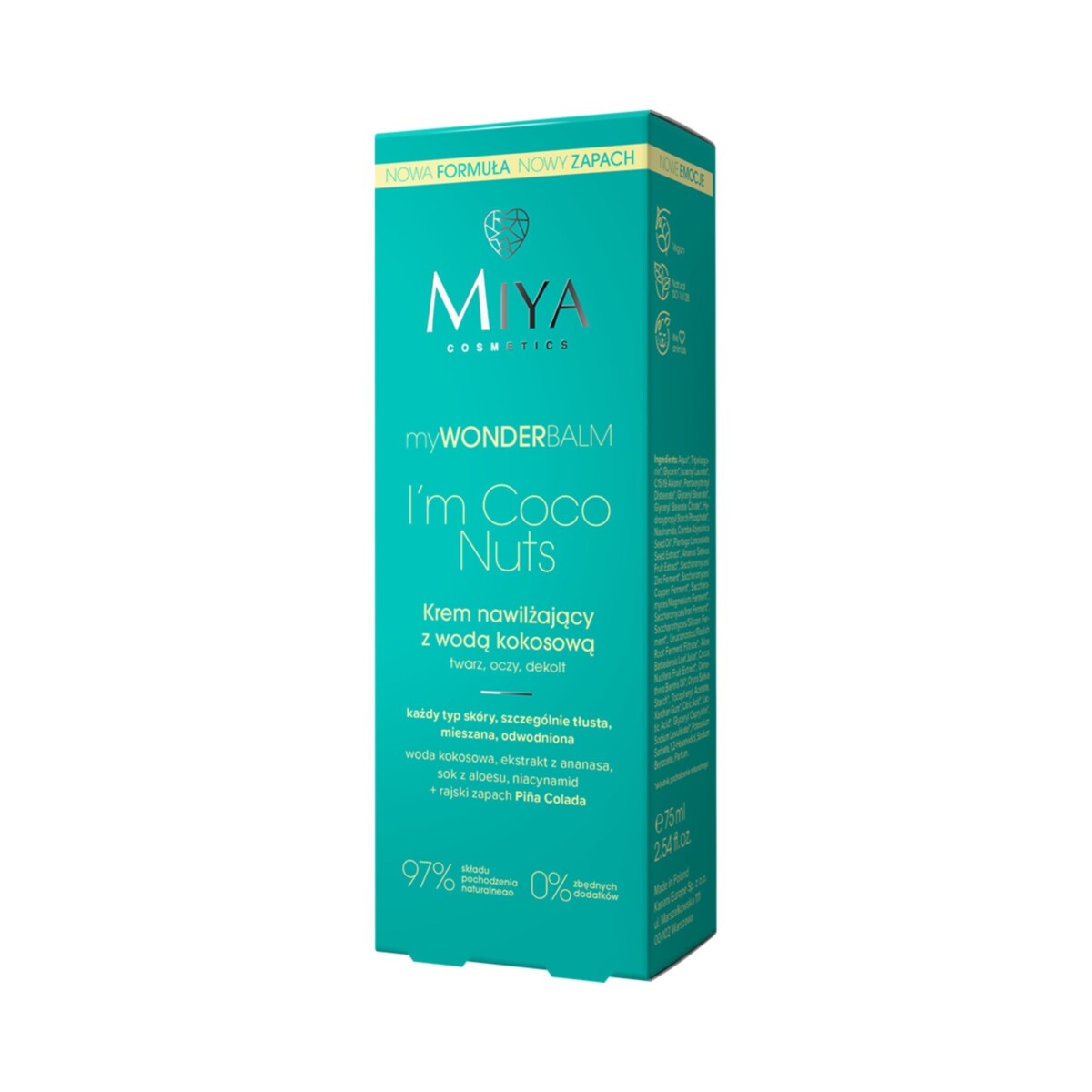Miya Cosmetics Krem nawilżający z wodą kokosową