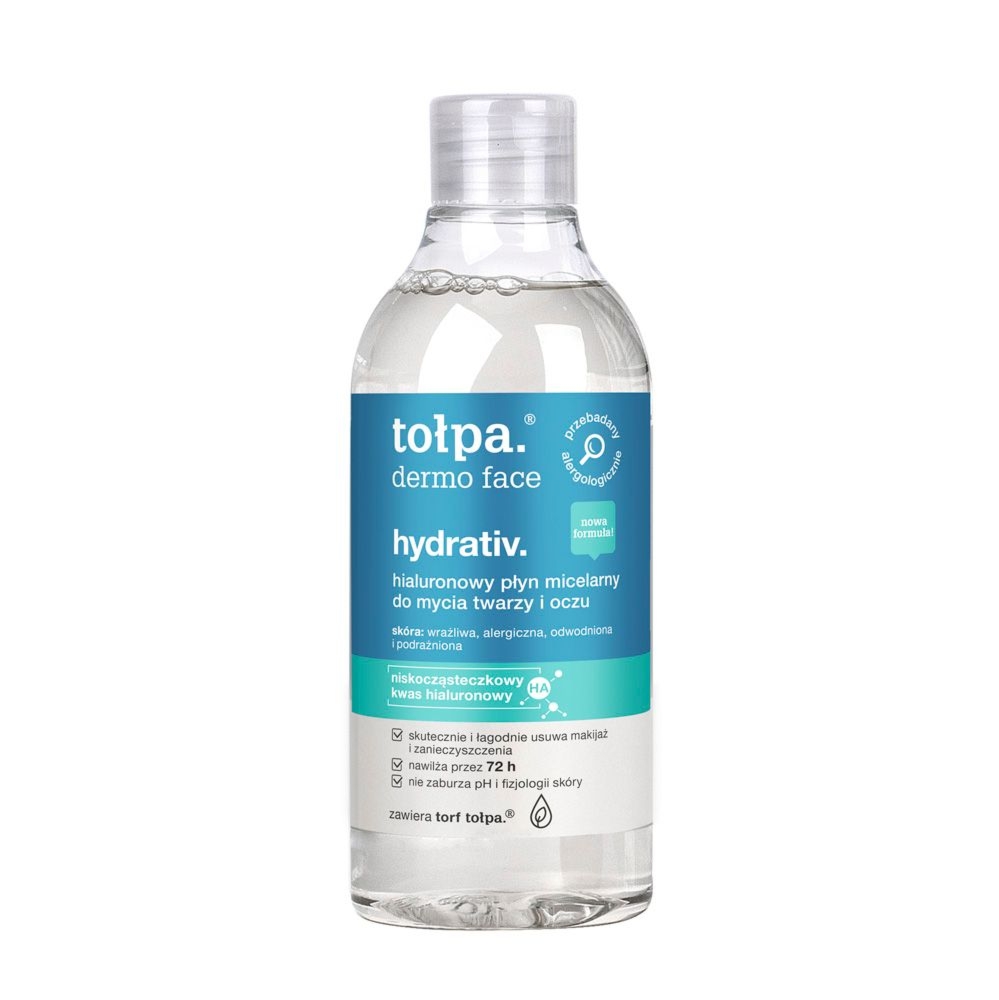 tołpa. hydrativ. hialuronowy płyn micelarny do mycia twarzy i oczu, 400 ml